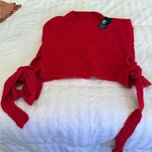 Red Sweater with Side Knots